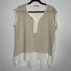 Melissa Nepton Canadian designer mix media neutral top size medium